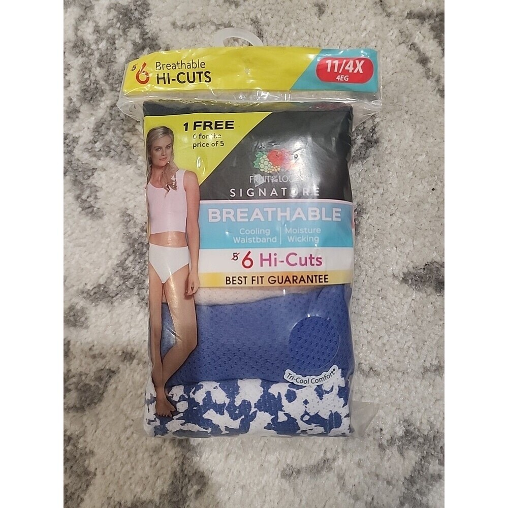 Fruit of the Loom Hi-Cut Panties Women 11/4XL Multicolor New 6-Pack Micro-Mesh - Picture 1 of 4